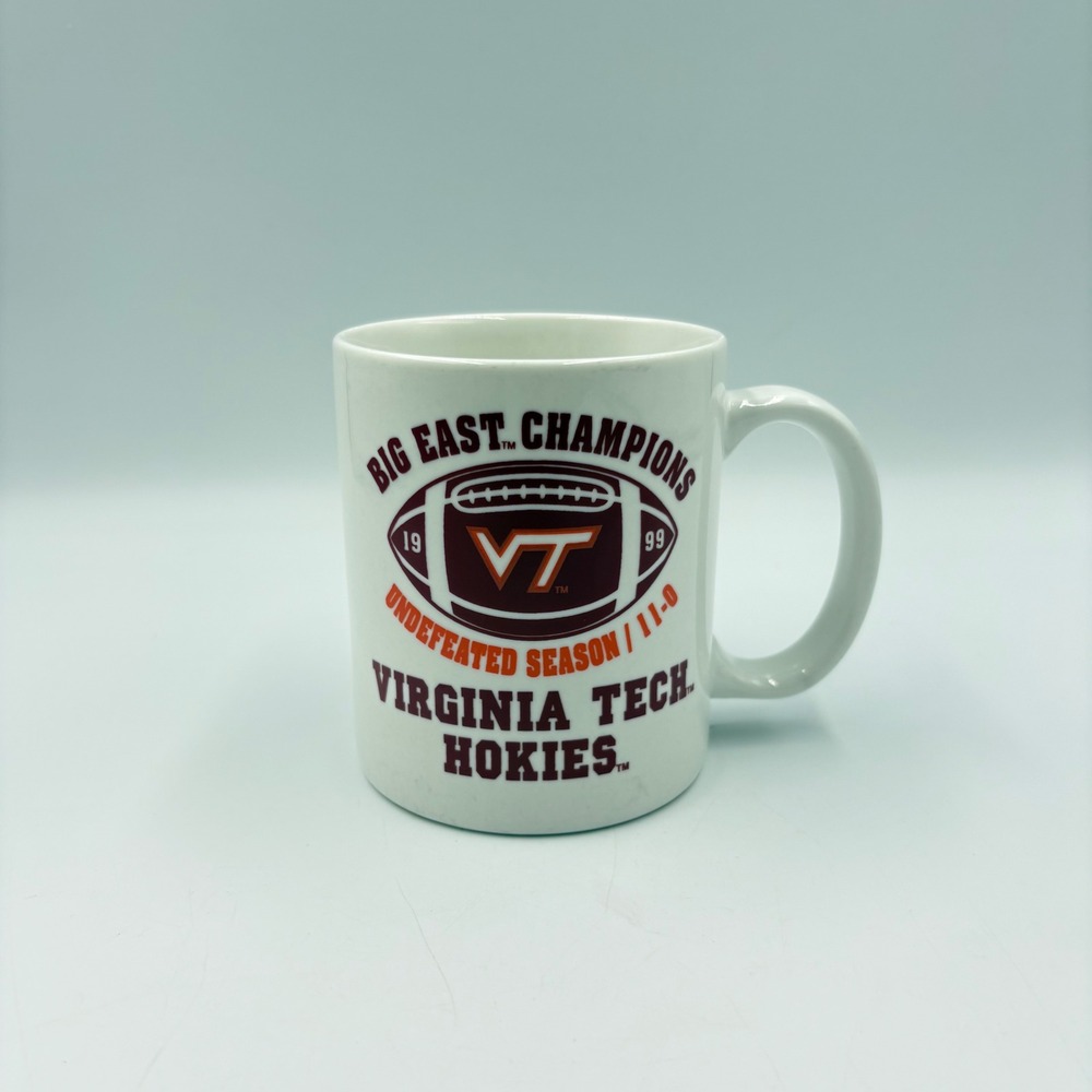Virginia Tech Hokies Mug 1999 Big East Champions Undefeated Season White Good